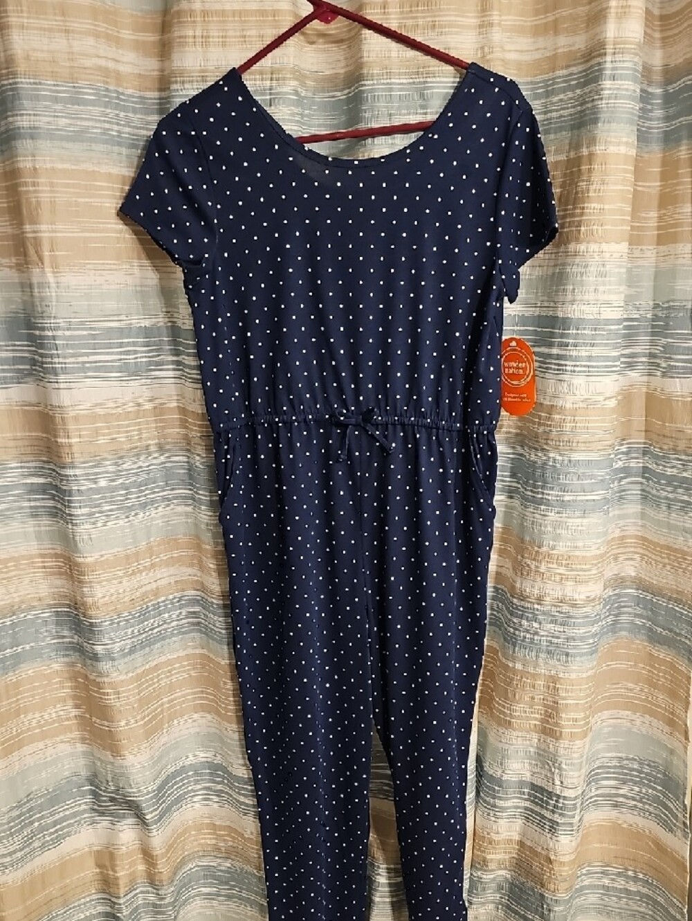 Wonder Nation Girls (XXL) Navy Blue Polka Dot Romper